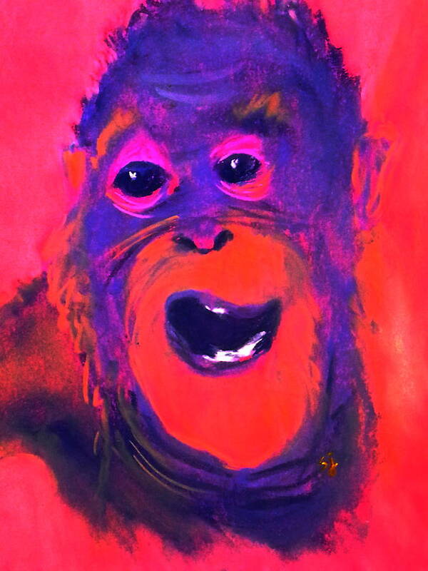 Animals Poster featuring the painting Funky Monkey Happy Chappy by Sue Jacobi