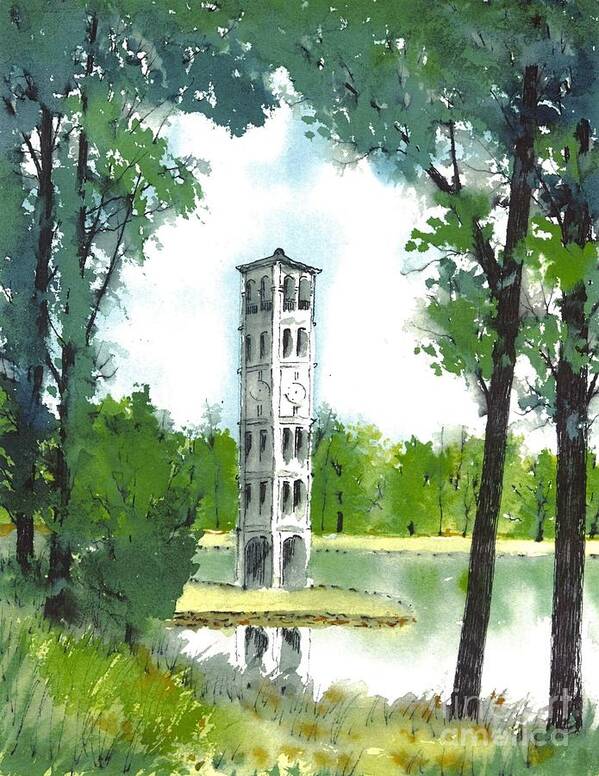 Bell Tower Poster featuring the painting Furman Bell Tower Three by Patrick Grills