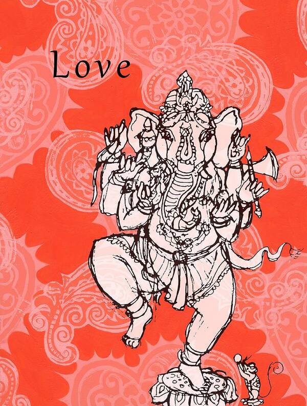  Poster featuring the mixed media Ganesha Love on a Lotus by Jennifer Mazzucco