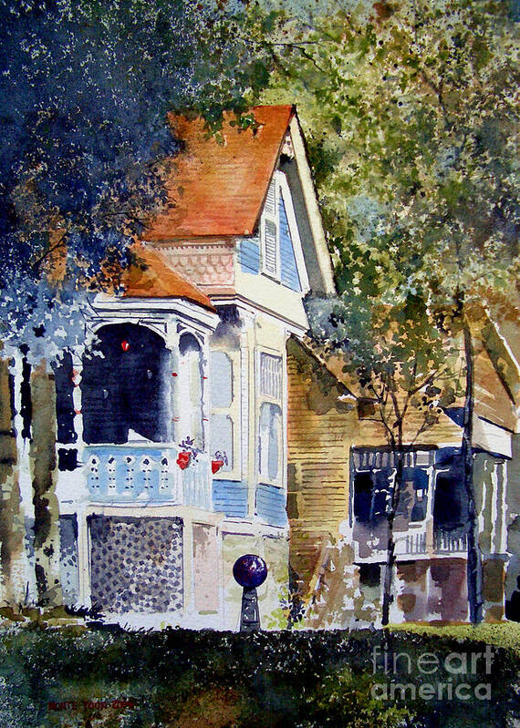 A Victorian House In Eureka Springs Poster featuring the painting Garden Orb by Monte Toon