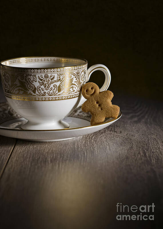Gingerbread Poster featuring the photograph Gingerbread With Teacup by Amanda Elwell