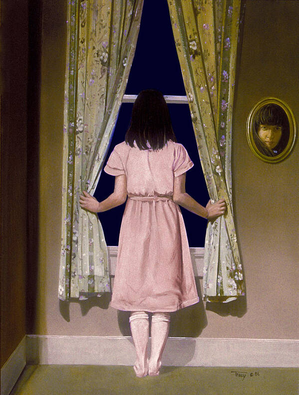 Girl At Window Poster featuring the painting Girl at the Window by Robert Tracy