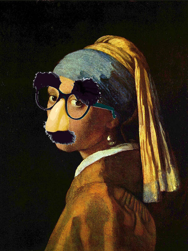 Johannes Vermeer Poster featuring the painting Girl With The Pearl Earring and Groucho Glasses by Tony Rubino