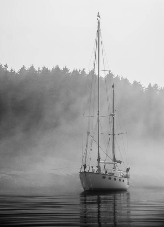 Boat Poster featuring the photograph Glass Lady in the Fog by Jennifer Kano
