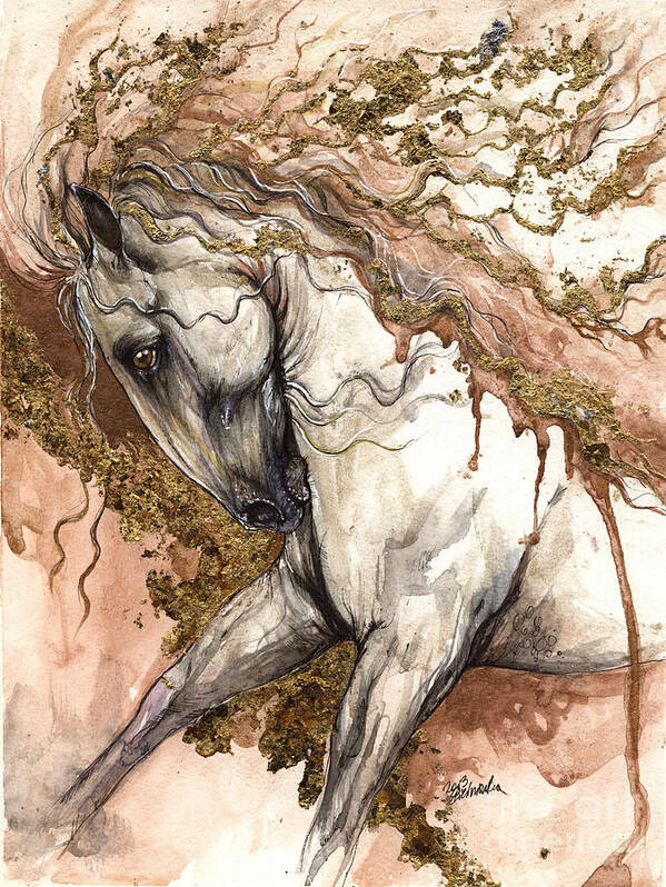 Horse Poster featuring the painting Golden Brown by Ang El