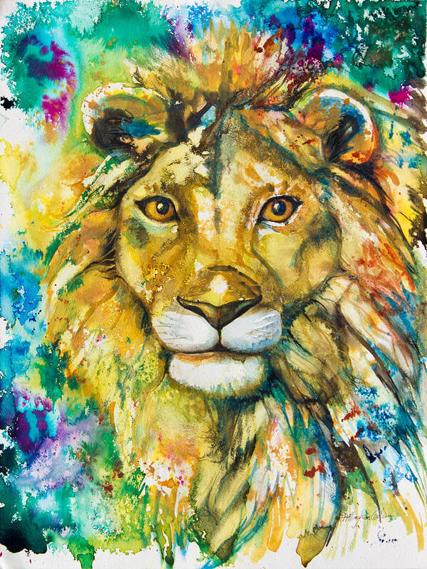 Lion Poster featuring the painting Golden Lion by Patricia Allingham Carlson
