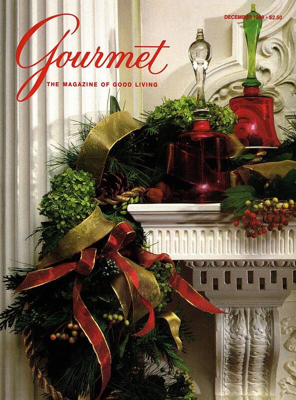 Decorative Art Poster featuring the photograph Gourmet Magazine Cover Featuring Christmas Garland by Romulo Yanes