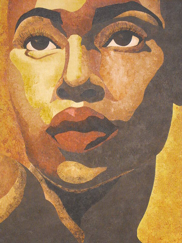 Beautiful African American Female Facial Image In Transitional Brown Tones. Poster featuring the painting Grace by William Roby