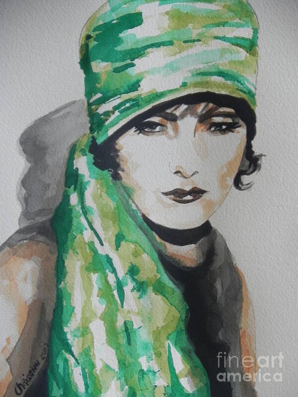 Watercolor Painting Poster featuring the painting Greta Garbo by Chrisann Ellis