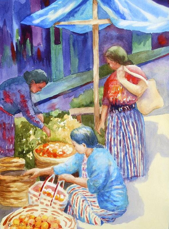 Markets Poster featuring the painting Guatemala Market 3 by Barbara Parisien