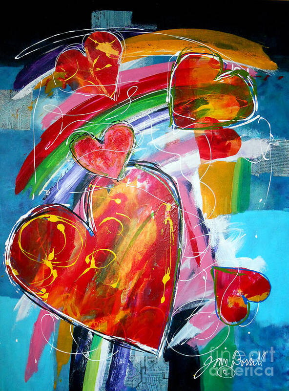 Heart Art Poster featuring the painting Happy Hearts by Joan Dorrill