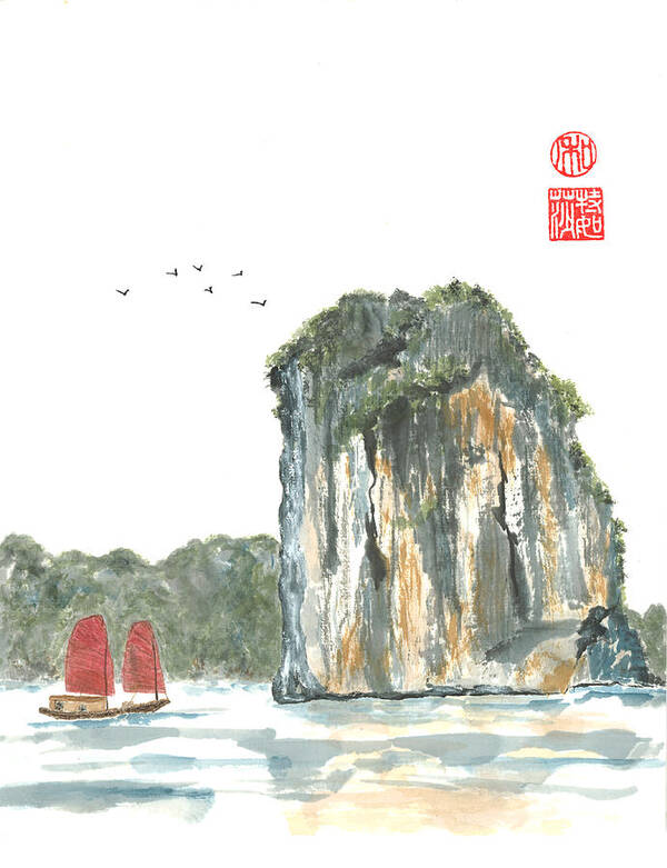 Japanese Poster featuring the painting Ha Long Bay by Terri Harris