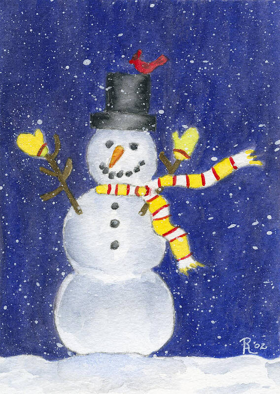 Snow Poster featuring the painting Happy Snow by Rhonda Leonard