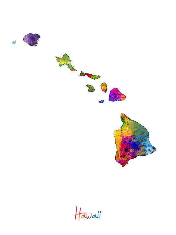 United States Map Poster featuring the digital art Hawaii Map by Michael Tompsett
