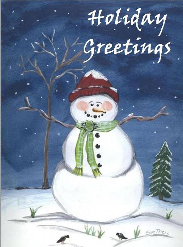 Christmas Poster featuring the painting Holiday Greetings by Suzanne Theis