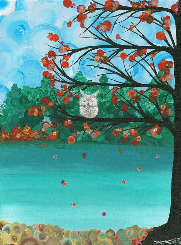 Owls Poster featuring the painting Hoolandia Seasons - Autumn by MiMi Stirn