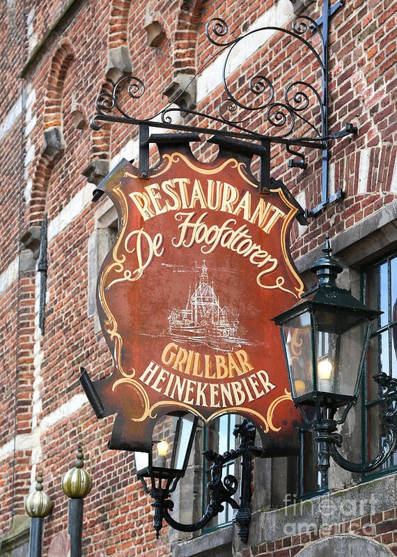 Holland Poster featuring the photograph Hoorn Restaurant Sign by Carol Groenen
