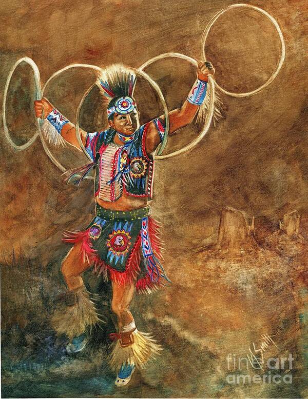 Hopi Hoop Dancer Poster featuring the painting Hopi Hoop Dancer by Marilyn Smith