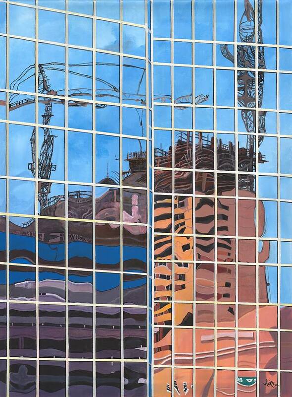 Architecture Poster featuring the painting Hotel Rising by Alika Kumar