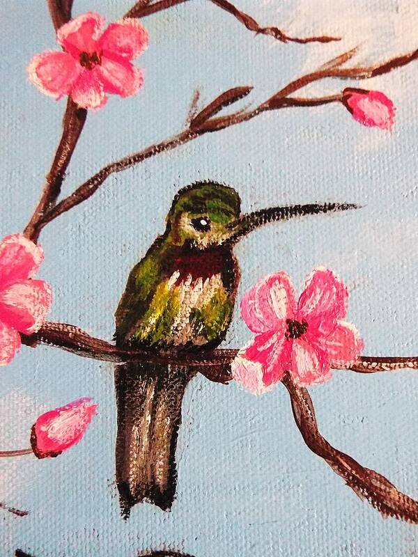 Hummingbird Poster featuring the painting Hummingbird by Debi Tripp