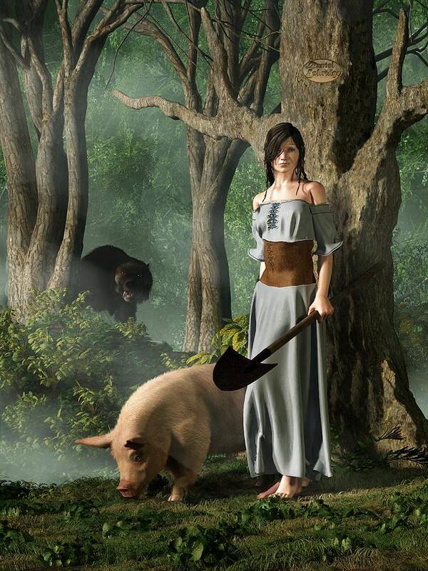 Truffle Poster featuring the digital art Huon The Truffle Hog by Daniel Eskridge