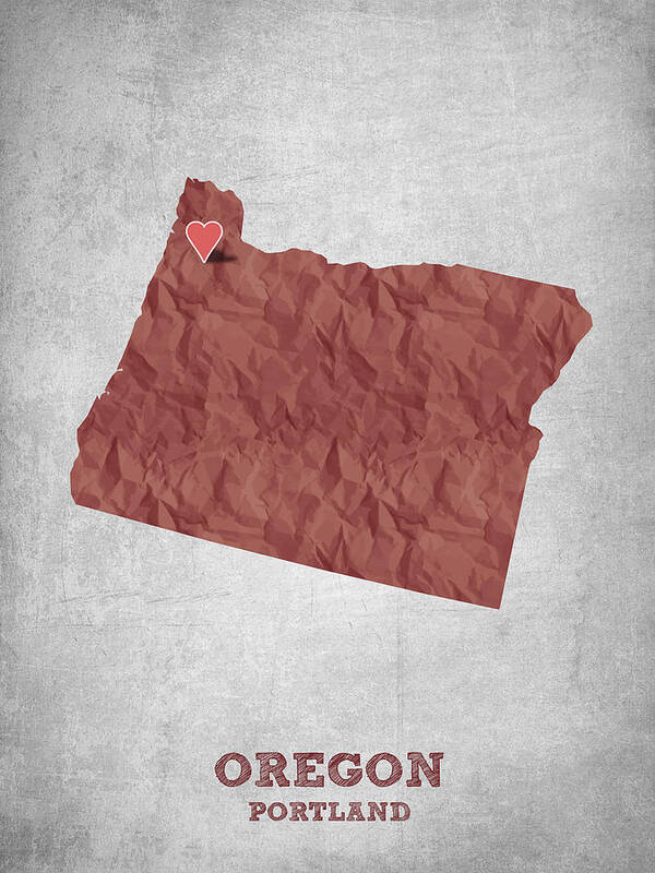 Portland Poster featuring the digital art I love Portland Oregon- Red by Aged Pixel