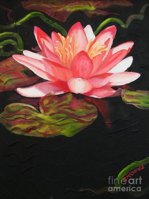 Lotus Poster featuring the painting In Full Bloom by Janet McDonald