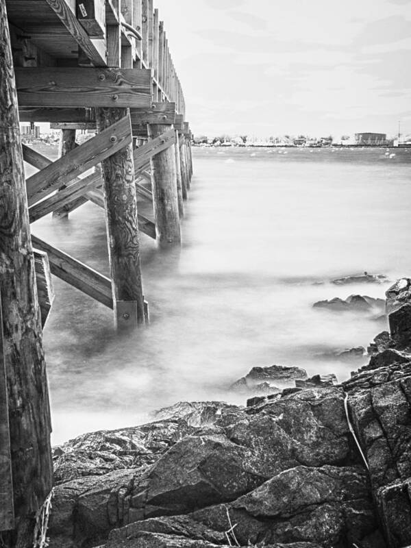 Salem Poster featuring the photograph Infrared view of stormy waves at Stramsky wharf by Jeff Folger