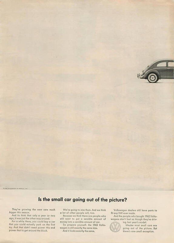 Old Poster featuring the digital art Is the small car going out of the picture by Georgia Clare