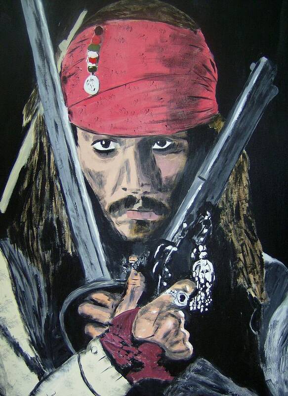 Johnny Depp Poster featuring the painting Jack Sparrow Johnny Depp by Dan Twyman