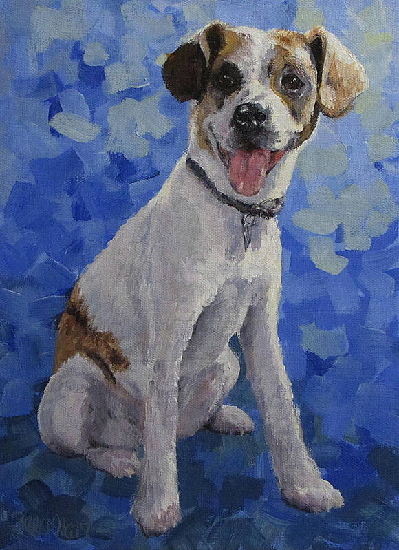 Dog Poster featuring the painting Jackaroo - A pet portrait by Karen Ilari