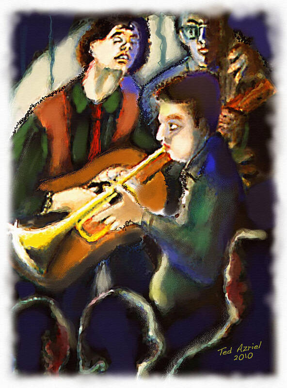 Jazz Art Paintings Poster featuring the digital art Jam Session by Ted Azriel