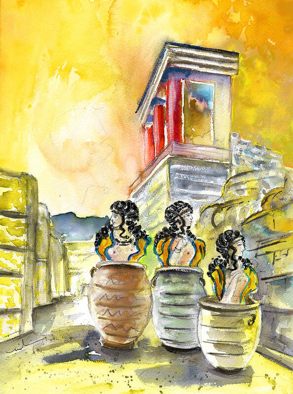 Travel Poster featuring the painting Jar Genies in Knossos by Miki De Goodaboom