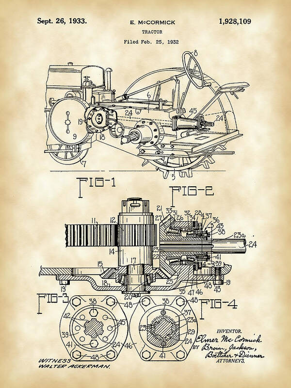 John Deere Poster featuring the digital art John Deere Tractor Patent 1932 - Vintage by Stephen Younts