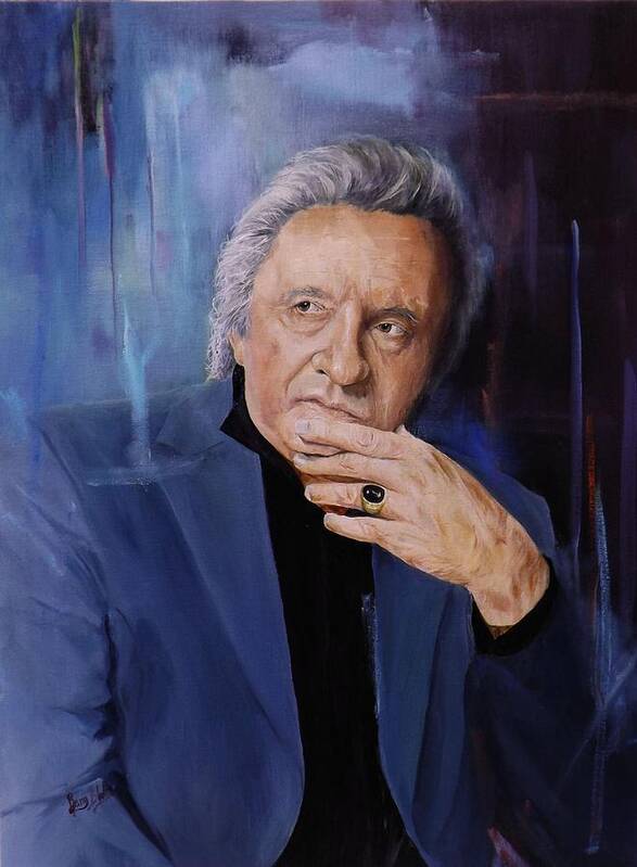 Portrait Poster featuring the painting Johnny Cash by Barry BLAKE
