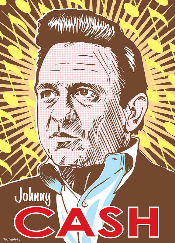 Outlaw Poster featuring the digital art Johnny Cash Pop Art by Jim Zahniser