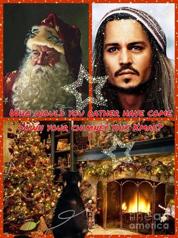 Johnny Depp Poster featuring the photograph Johnny Depp Xmas Greeting by Joan-Violet Stretch
