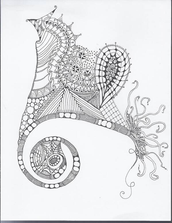 Zentangles Poster featuring the mixed media Keep On Rolling by Ruth Dailey