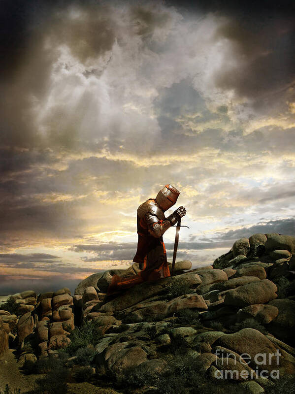 Knight Poster featuring the photograph Kneeling Knight by Jill Battaglia