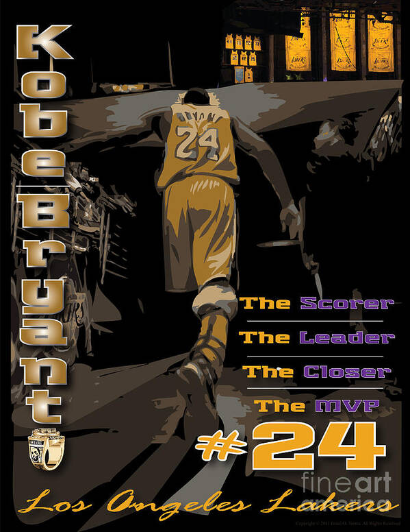 Kobe Bryant Poster featuring the digital art Kobe Bryant Game Over by Israel Torres