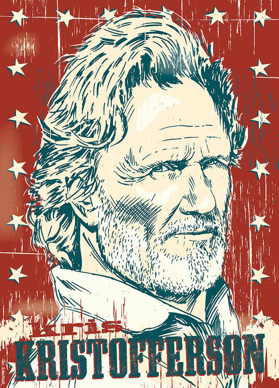 Outlaw Poster featuring the digital art Kris Kristofferson Pop Art by Jim Zahniser