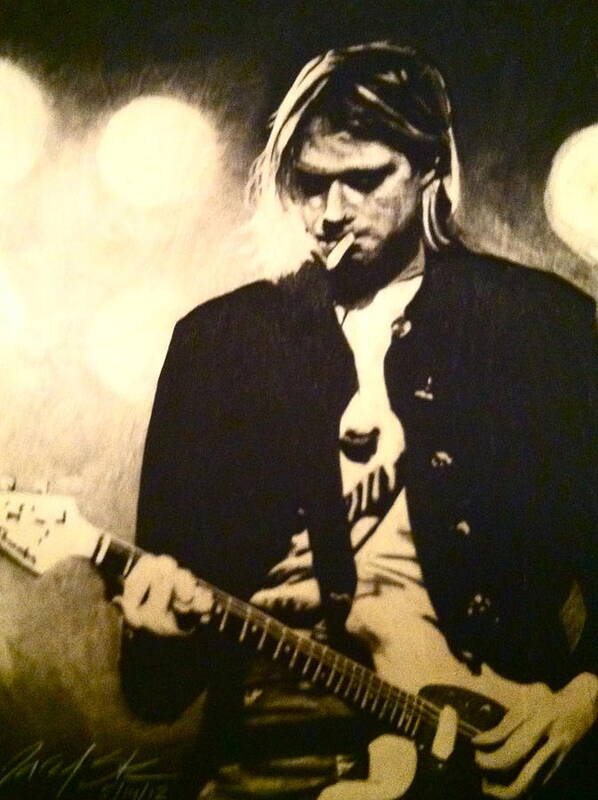 Kurt Poster featuring the drawing Kurt Cobain by Jared Stone