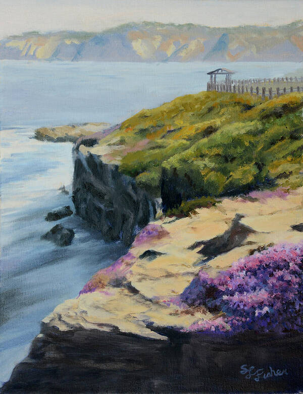 Landscape Poster featuring the painting La Jolla Cove by Sandy Fisher