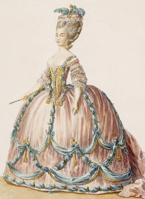 Clothing Poster featuring the photograph Ladys Gown For The Royal Court by Claude Louis Desrais
