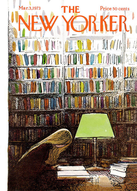 Library Poster featuring the painting New Yorker March 3, 1973 by Arthur Getz