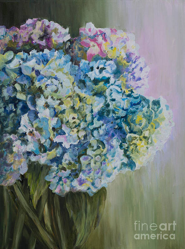 Hydrangea Poster featuring the painting Lavender Glow by Diane Fujimoto