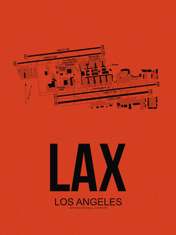 Los Angeles Poster featuring the digital art LAX Los Angeles Airport Poster 4 by Naxart Studio