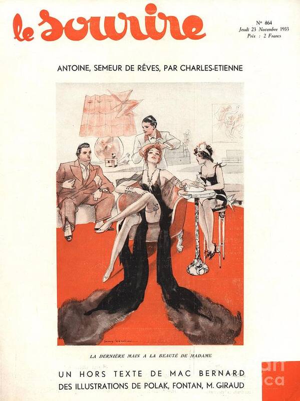 1930s Poster featuring the drawing Le Sourire 1933 1930s France Glamour by The Advertising Archives