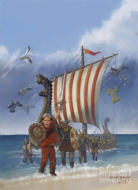 Viking Poster featuring the painting Legendary Viking by Robert Corsetti