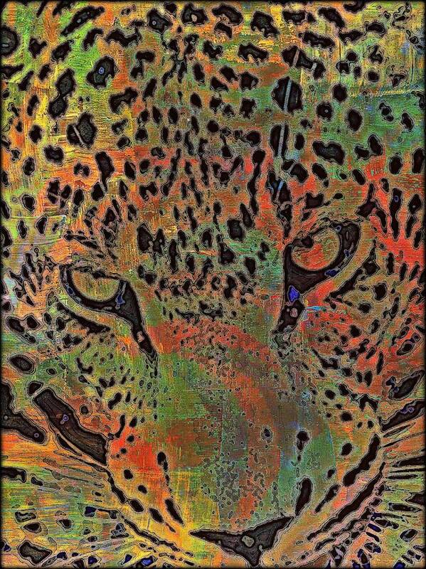 Cats Poster featuring the mixed media Leopard IIi by Wendie Busig-Kohn